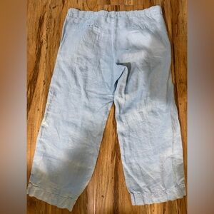 Fresh Produce Blue 100% Linen Capris Wide Leg XS  waist 32”